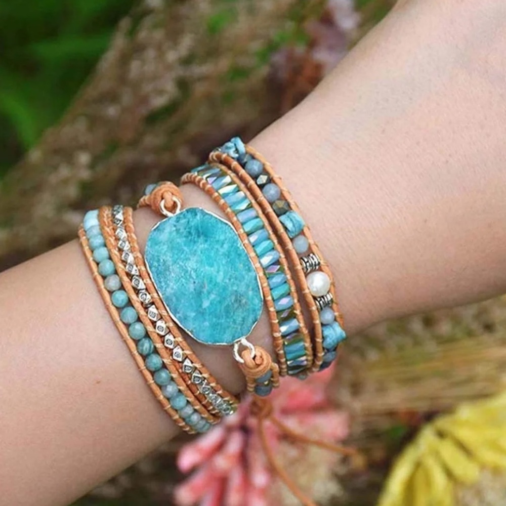 🎁 Blue Topaz and Turquoise Boho Bracelet